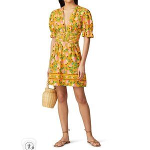 FARM Rio Mini Cashew Mini Dress, orange/green , Size S O41